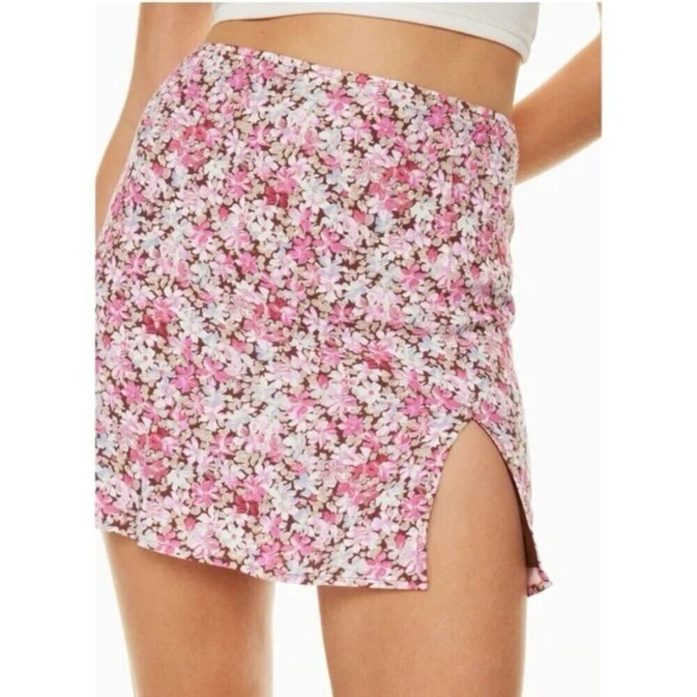 Aritzia Sunday Best Tatiana Skirt NWT Floral Cognac Pink Size 6